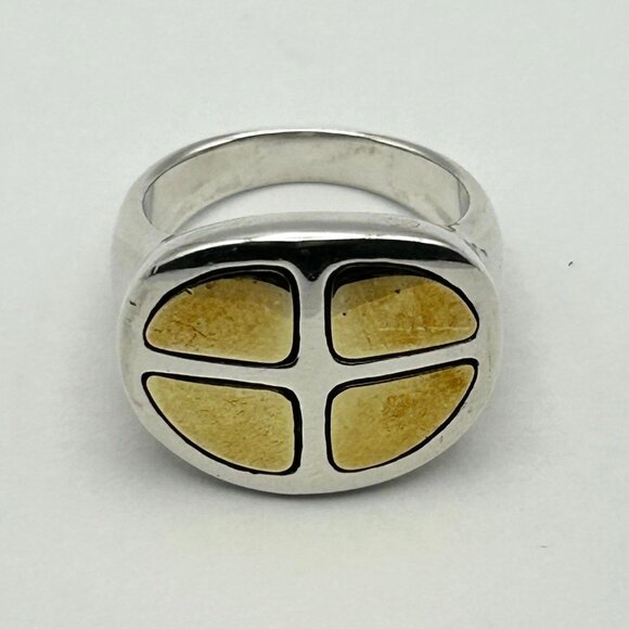 Robert Lee Morris RLM Studio 925 Sterling Two-Tone Signet Band Ring Size 7.25 - Picture 5 of 8
